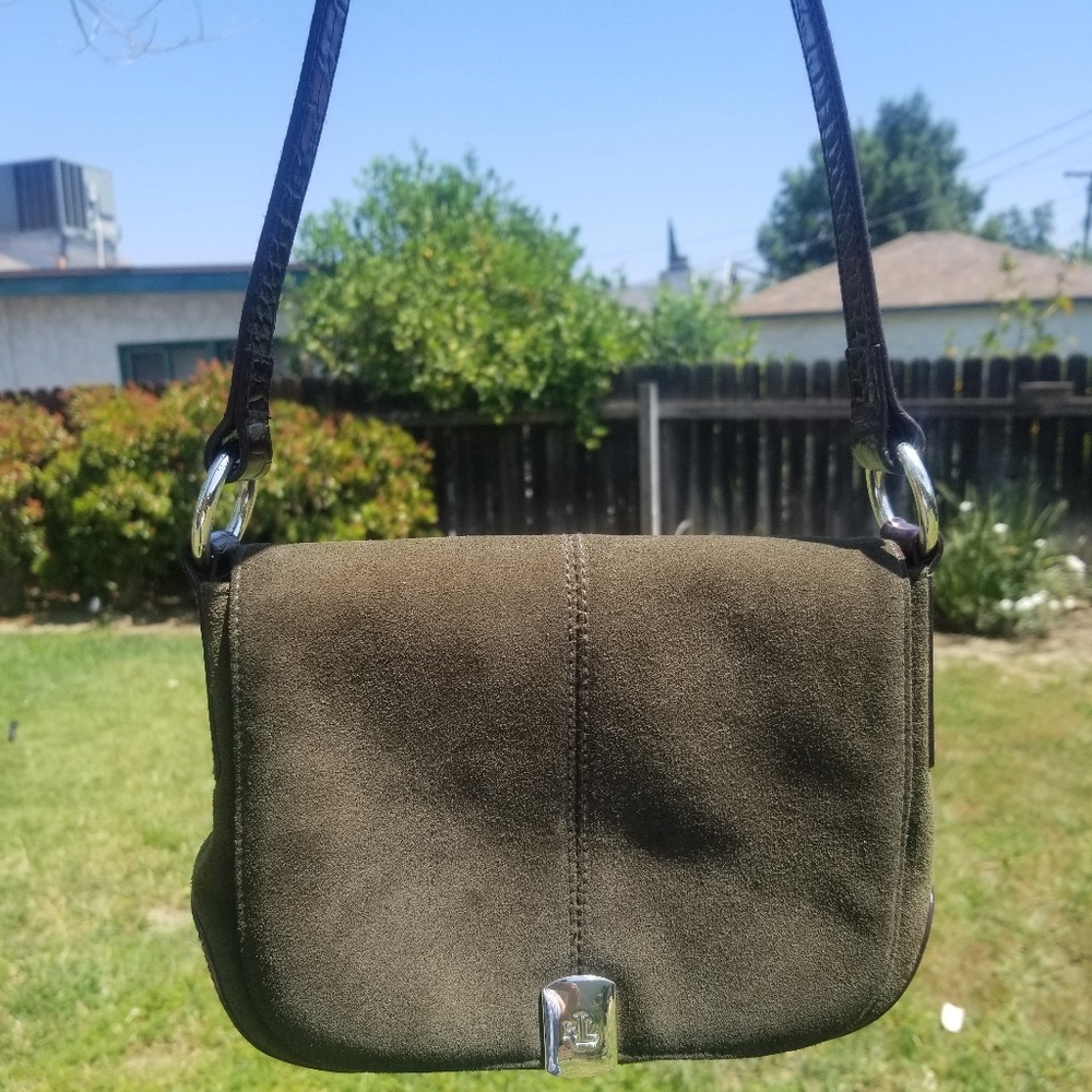 Ralph Lauren Womans shoulder bag khaki green suade